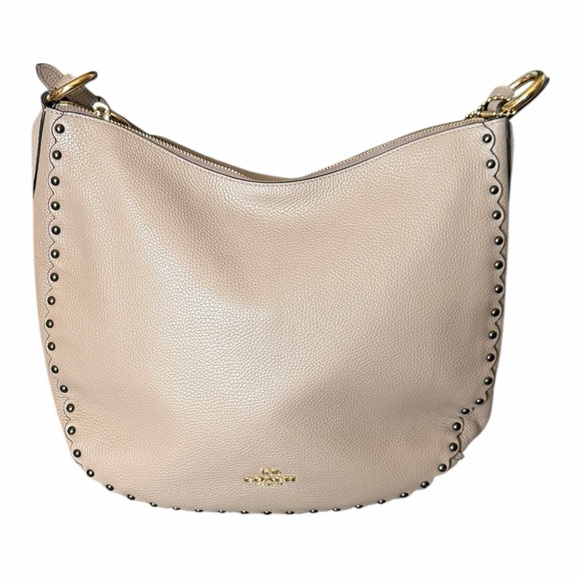 Coach Sutton Hobo Bag Polished Pebble Leather Scallop Rivets Crossbody Style7643 - Picture 7 of 15